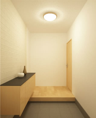 シーリングライトで十分な明かりを確保するベーシックな玄関照明